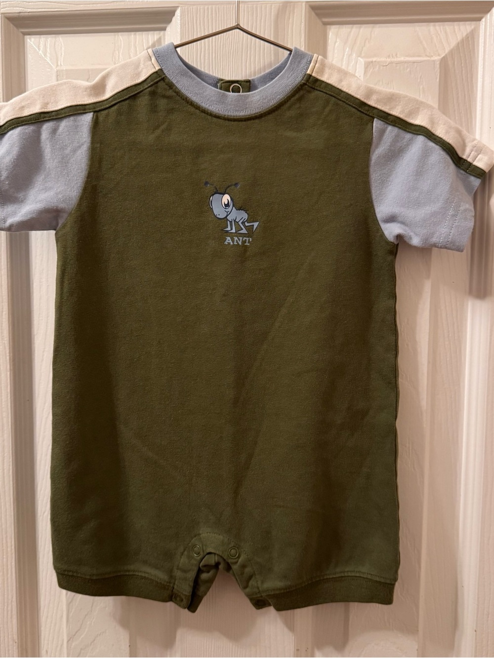 Gymboree 2000 baby boy ringer T Romper green, blue Ant graphic 3-6 m vintage Y2K